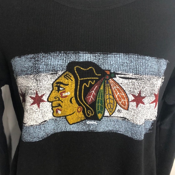 Super Cute BlackHawks Thermal Waffle Tee - Picture 2 of 6